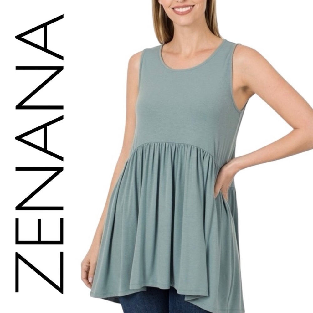 NWOT Zenana Outfitters Teal Sleeveless Tunic Top Size L
